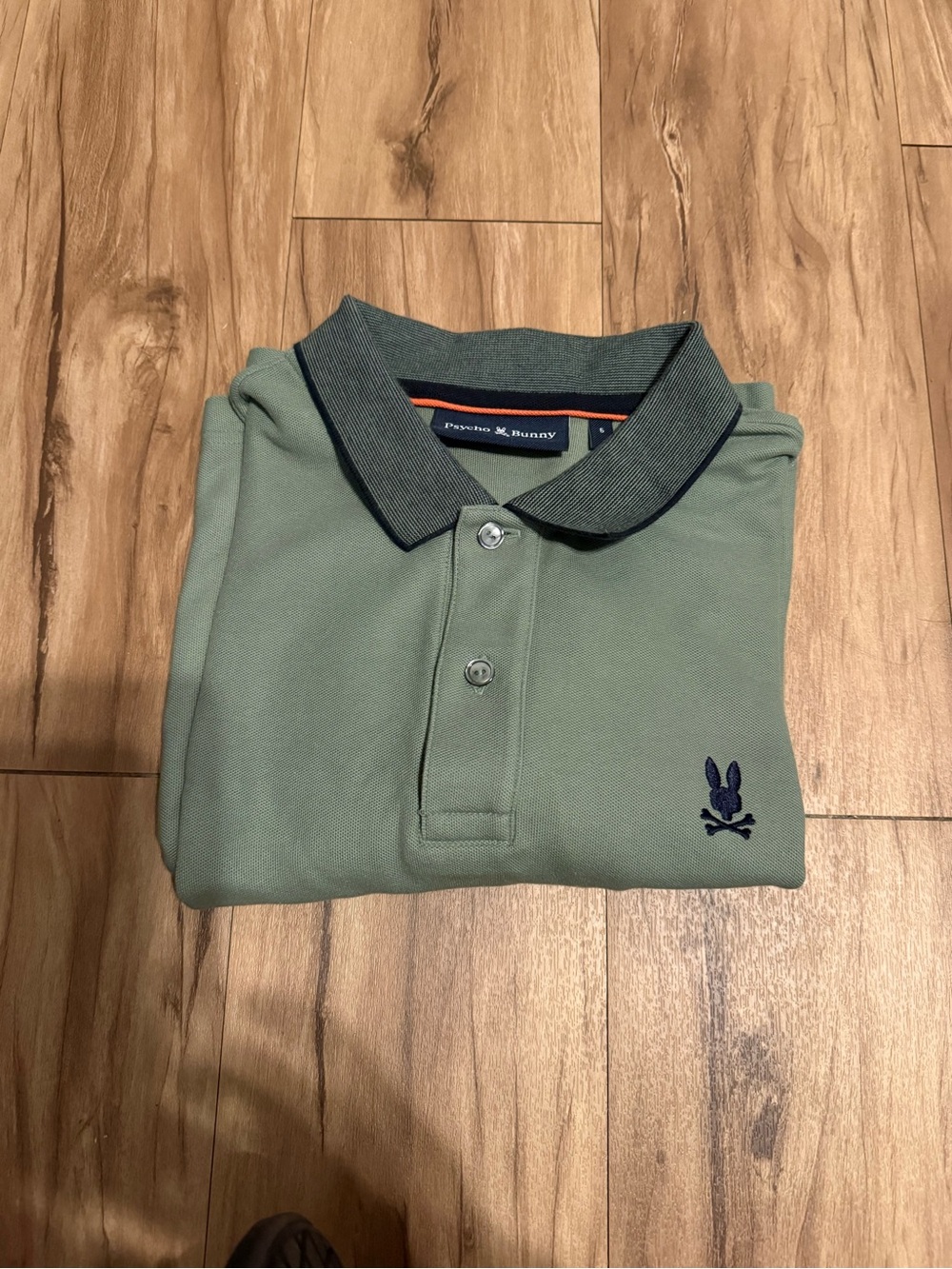 Psycho Bunny Sage Green Polo with Dark Contrast Collar
